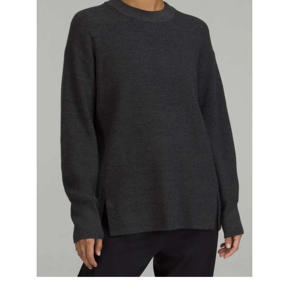 Lululemon Women’s Grey Merino Wool Blend Ribbed Sweater Grandpacore